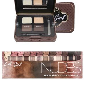 LA Girl Makeup Bundle Eyebrow Kit and 12 Colors Eyeshadows Palette nude Sealed